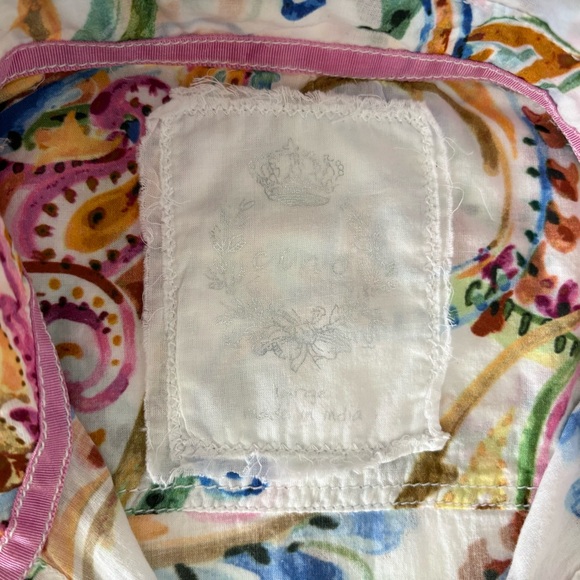 Cino Shirt Womens Colorful Paisley Boho Festival Roll Tab Sleeve Button Up Sz L - Picture 5 of 12